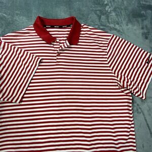 Nike Dri Fit Polo Shirt Mens 2XL Red White Short Sleeve Golf Performance Outdoor